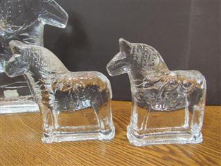 VT LINDSHAMMAR HANDMADE CRYSTAL HORSE COLLECTION SET OF 6 SWEDEN